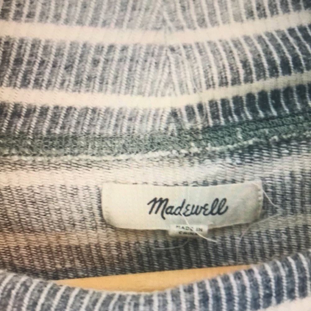Madewell gray white striped ribbed boxy top - Picture 3 of 5